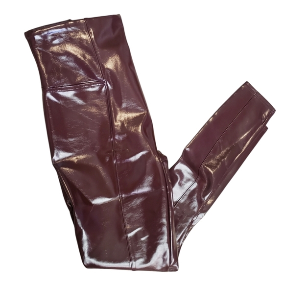 SPANX Leggings Faux Vegan Patent Leather Womens Ruby M L Hidden Waistband New - Picture 5 of 16